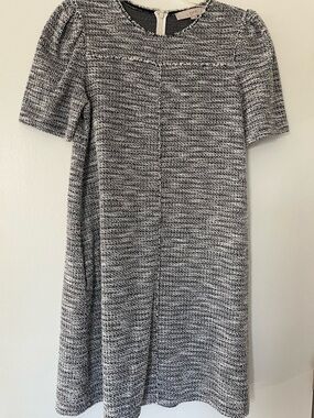 LOFT Black and White Knit Short-Sleeve Mini Dress